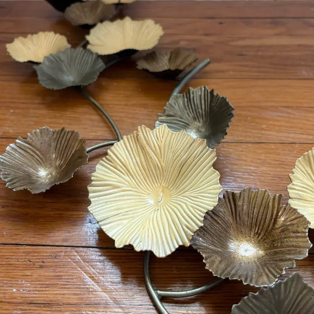 Vintage Metal Leaf Wall Art Botanical Gold Bronze Decor